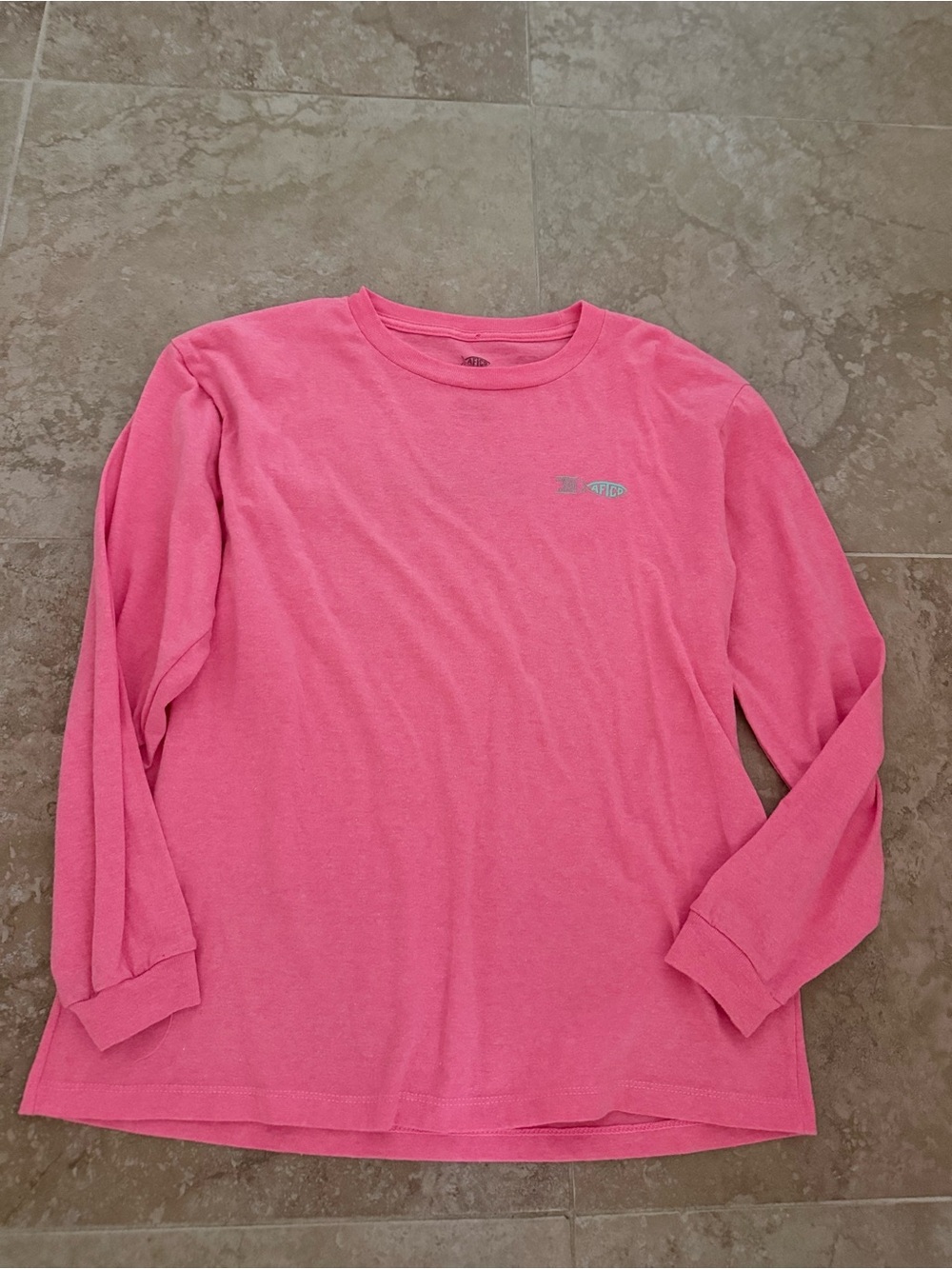 AFTCO Kids XL Pink Long-Sleeve Crewneck Tee